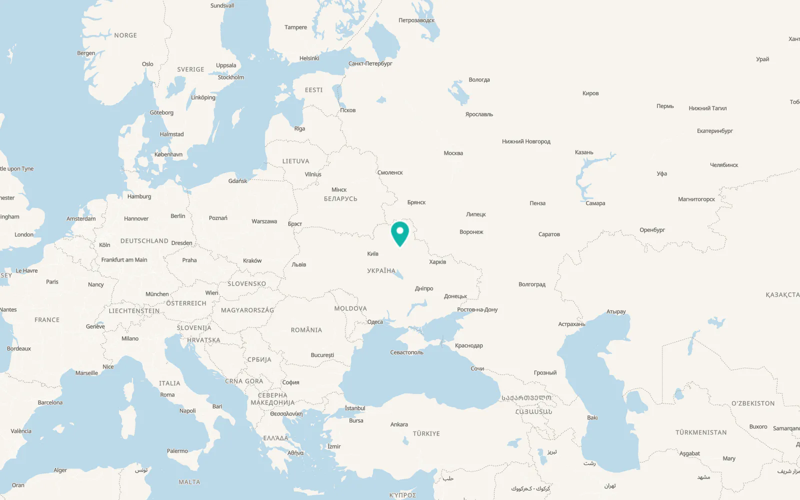 Map of Sribne