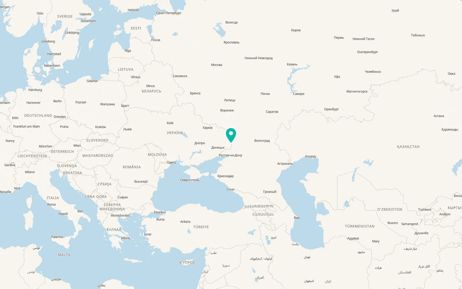 Map of Uralo-Kavkaz