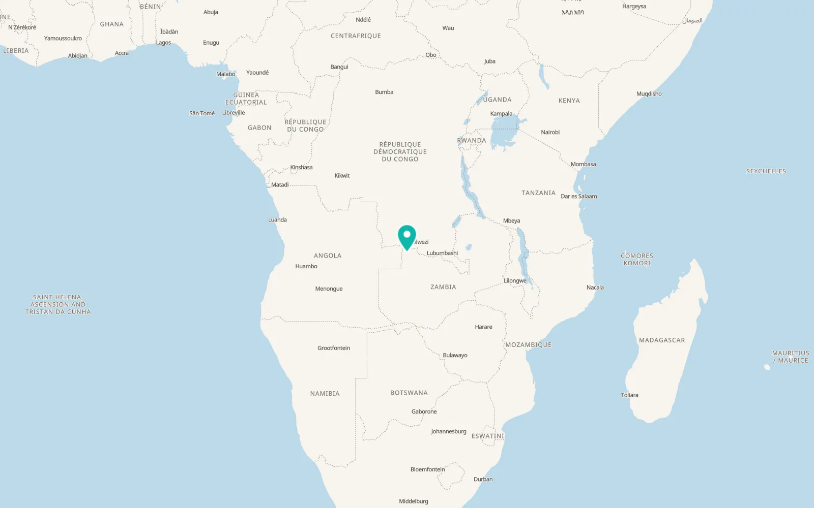 Map of Mwinilunga