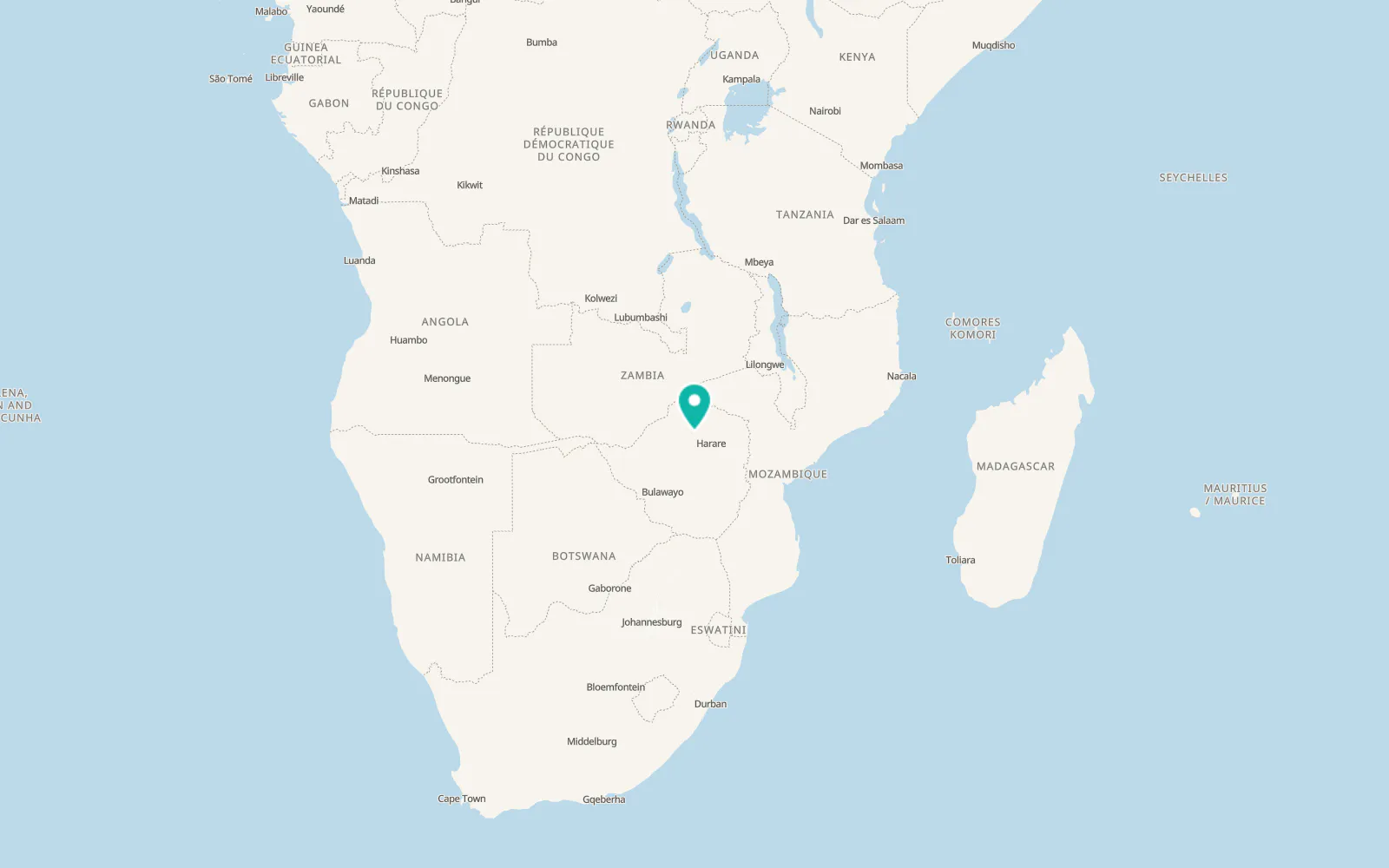 Map of Chinhoyi