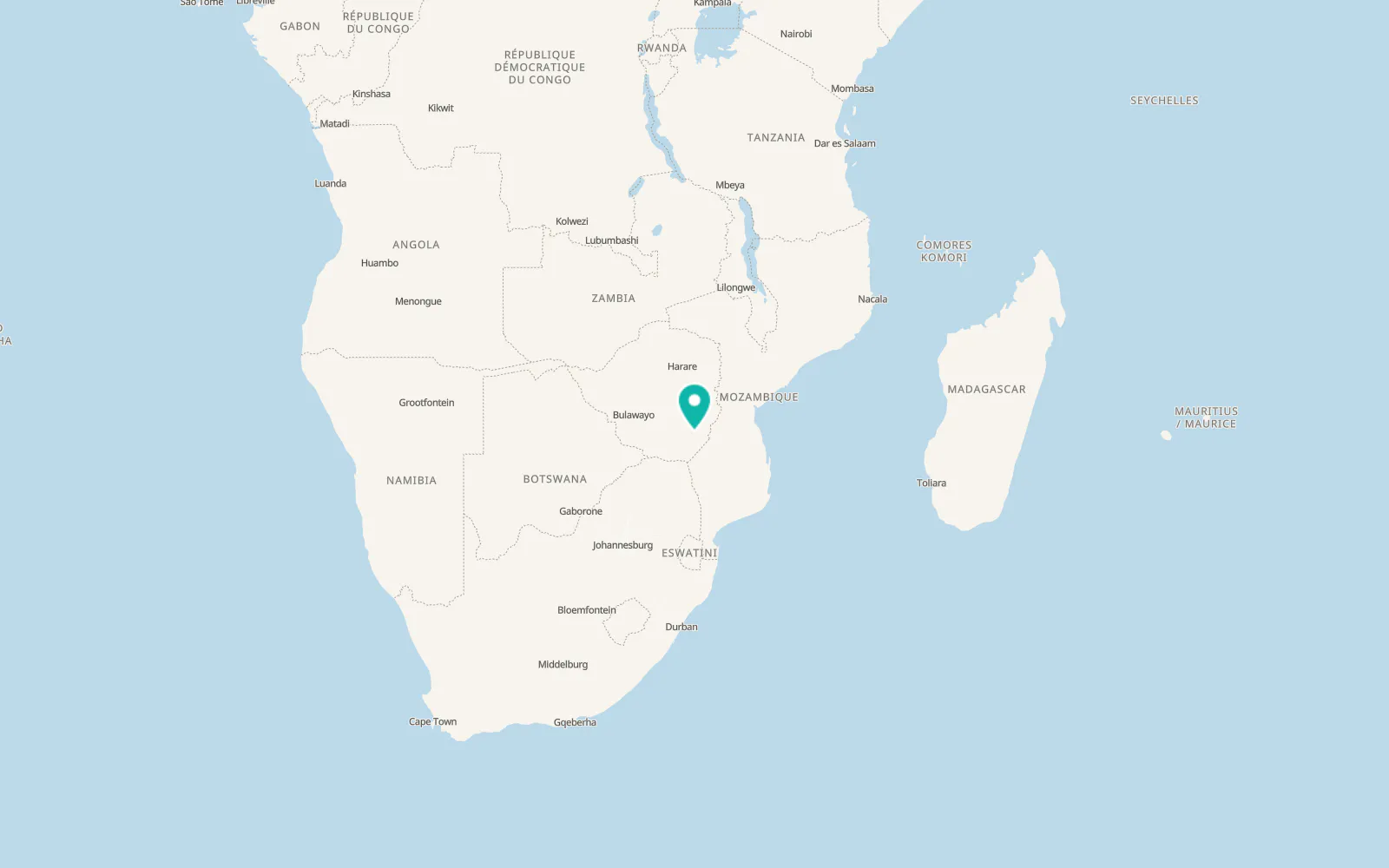 Map of Chiredzi