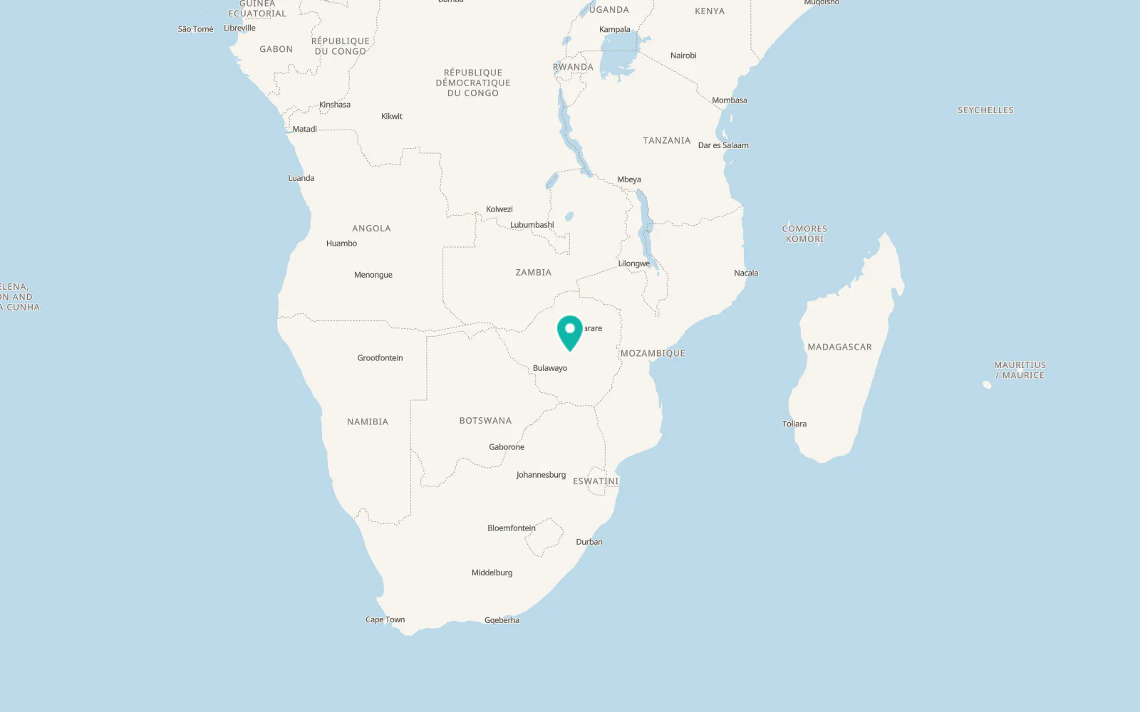 Map of Gweru
