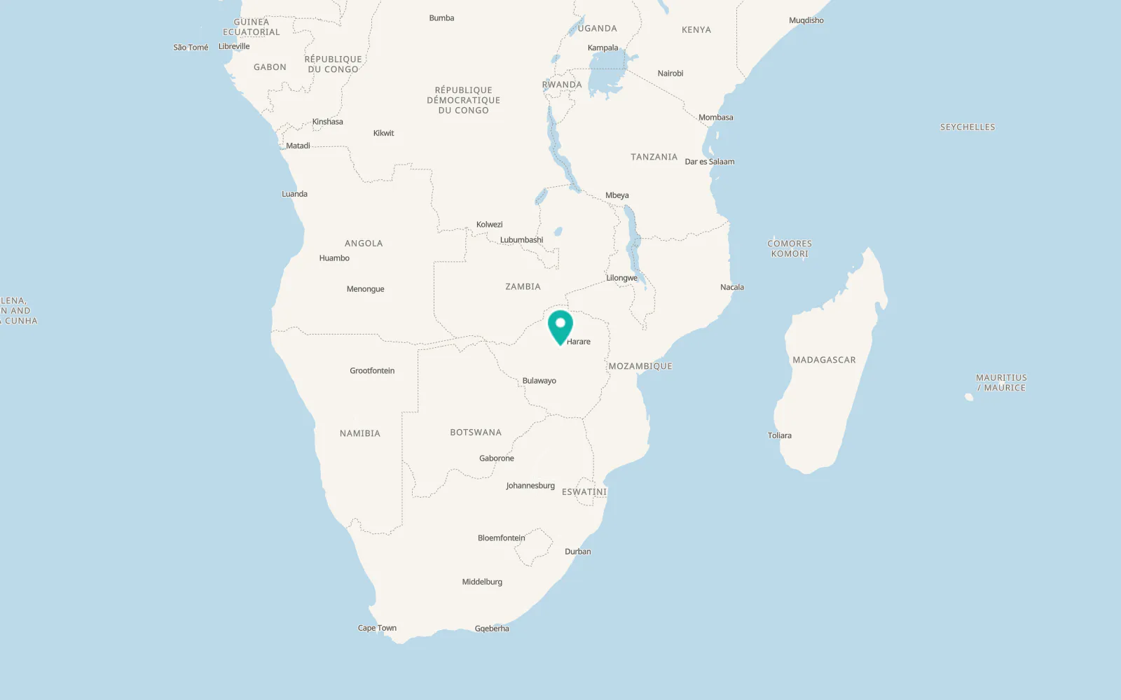 Map of Kadoma