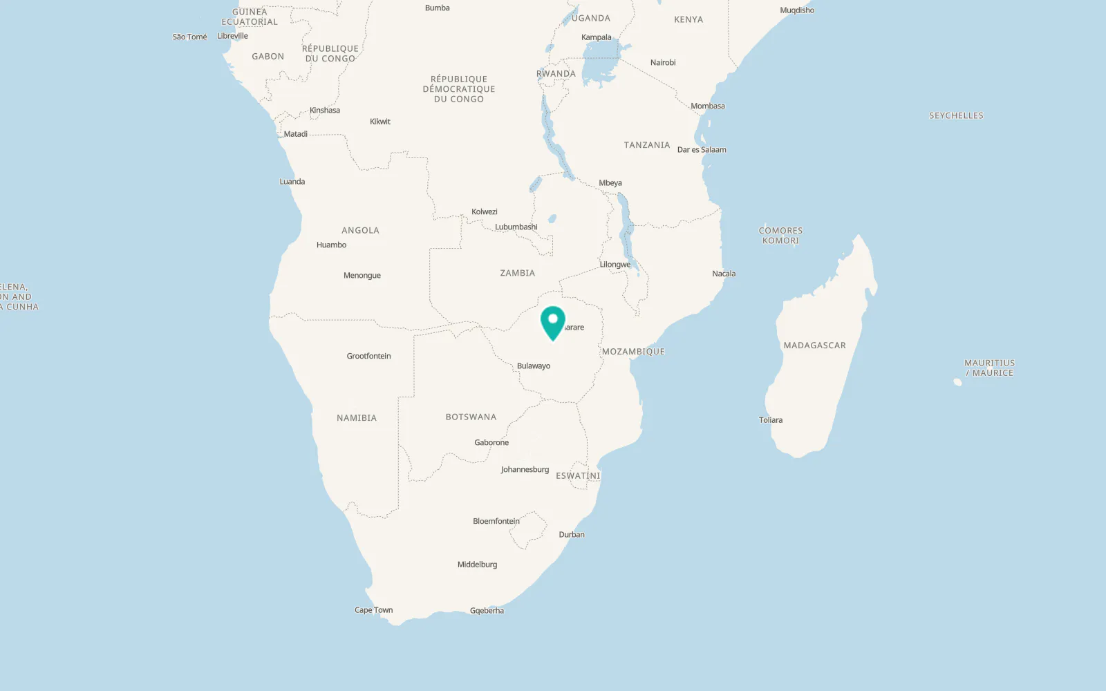 Map of Kwekwe