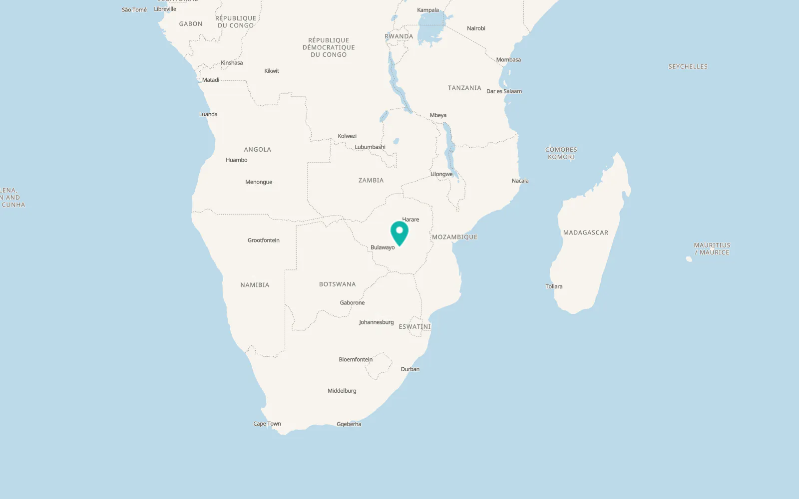 Map of Zvishavane